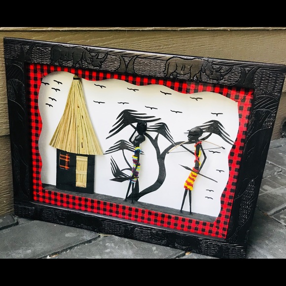 Glass Framed 3D Handmade African Wall Decor - Picture 2 of 4